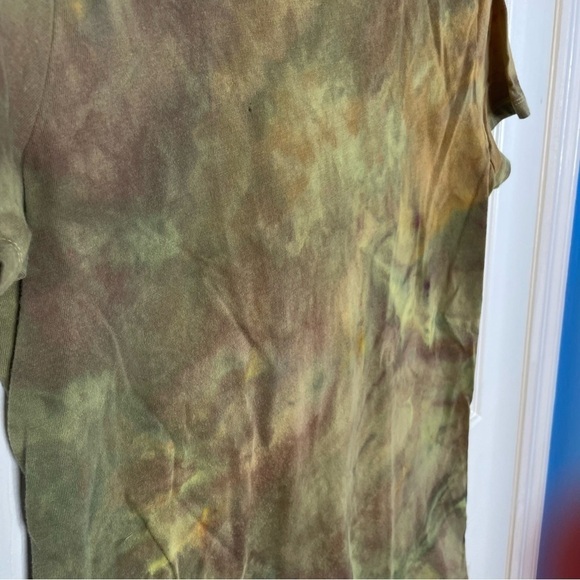 Ladies M tie dyed tee ice dyed fall colors green brown gold earth tones leaves - Picture 6 of 7